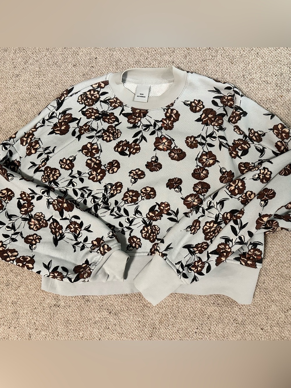 Floral crew neck cropped sweatshirt